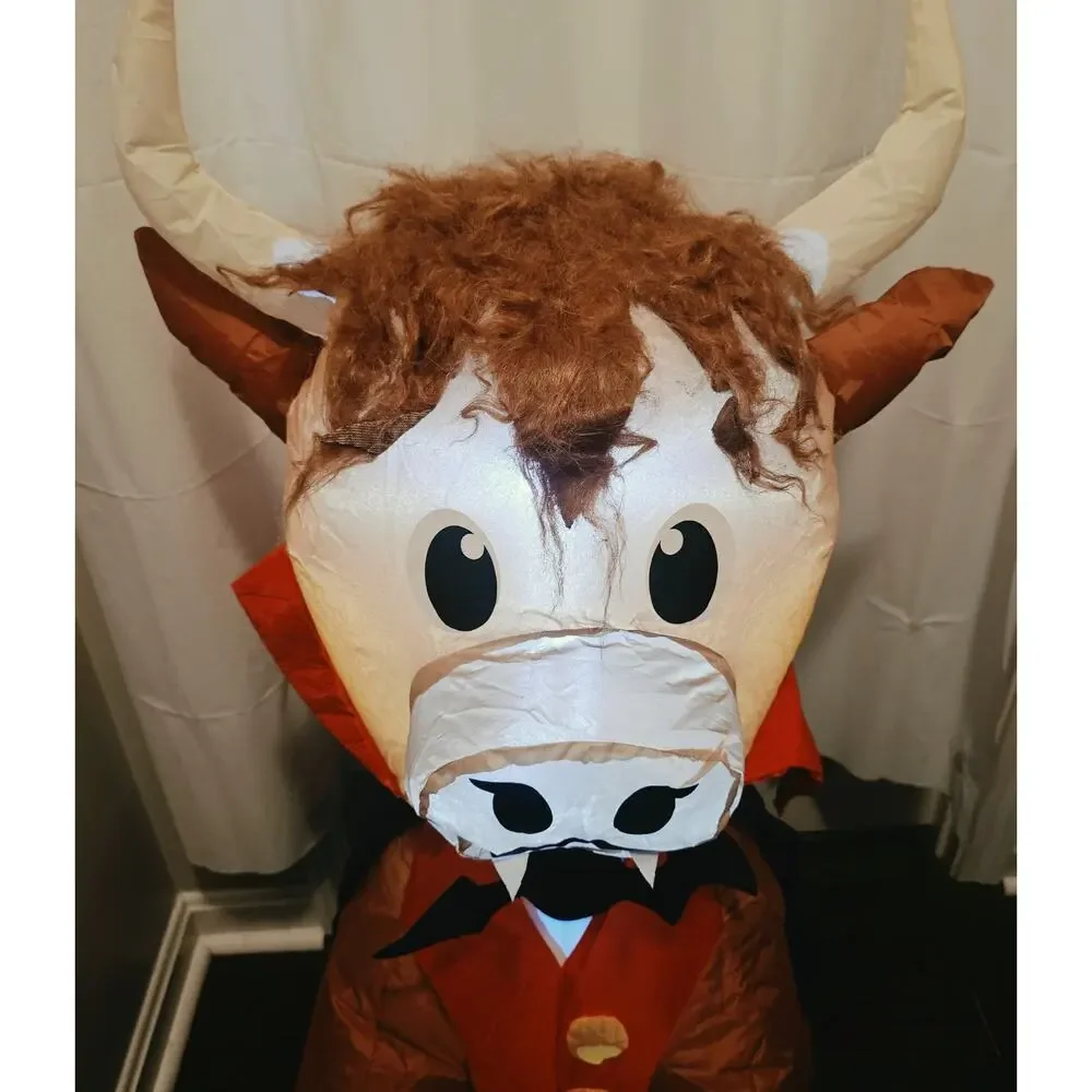 3.5 Foot Highland Cow Vampire Halloween Inflatable With Built In LED Lights